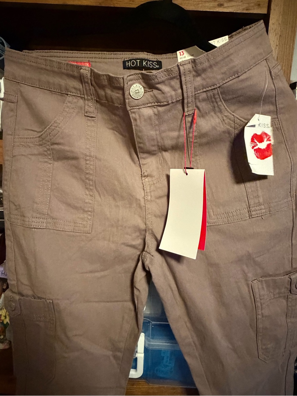 Hot Kiss women  Taupe Cargo Pants with Red Tag Accentsr